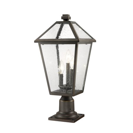 Z-LITE Talbot 3 Light Outdoor Pier Mounted Fixture, Oil Rubbed Bronze And Seedy 579PHBR-533PM-ORB